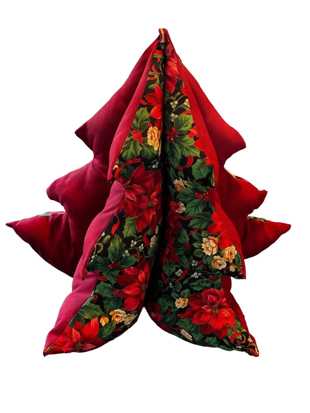 Handmade 3D Christmas Tree Pillow Holiday Decor Centerpiece Retro Vintage